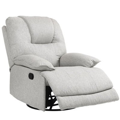 HOMCOM Fauteuil Relax Lin 145° Repose-Pied Gris Clair