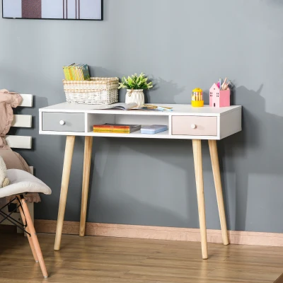 HOMCOM Kinder Schreibtisch mit Schublade mehrfarbig Kindertisch mit Kieferfischbeine 100 x 48 x 76,5 cm