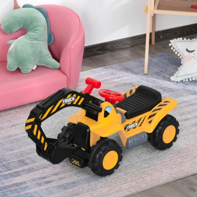 HOMCOM Kids Ride-On Excavator Digger Toy with Storage