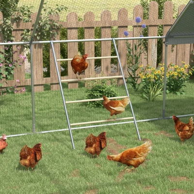 PawHut Perchoir Poules 4 Niveaux Bois Métal 140cm Naturel