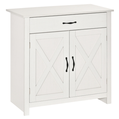HOMCOM Aparador de Cocina con Cajón 2 Puertas y Estante Interior Mueble Auxiliar Decorativo 80x39,7x80 cm Blanco Lavado