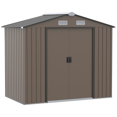Outsunny 7x4ft Metal Garden Shed Tool Storage Brown
