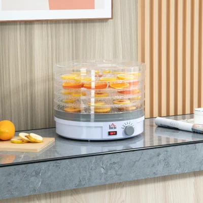 HOMCOM 5-Tier Food Dehydrator 245W Adjustable White