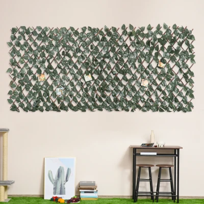 Outsunny 8 Stück künstliches Pflanzenwand Hecke UV-Schutz Sichtschutz Rhododendronblätter Design 200 X 100 Heckenpflanze für Garten Outdoor Dekor