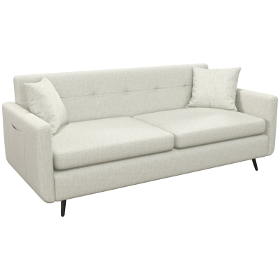 HOMCOM 3-Sitzer Sofa, 2 Seitentaschen, Kissen, Stahlrahmen, bis 250 kg, 165x73x72 cm, Beige