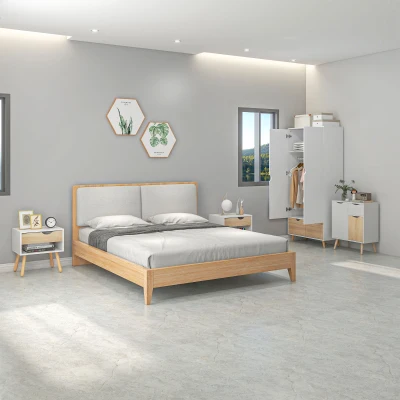 HOMCOM Bedroom Furniture Set Wardrobe & Cabinet White