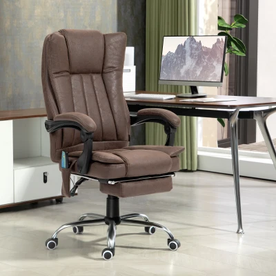 Vinsetto Massage Office Chair with Heat & Footrest Dark Brown