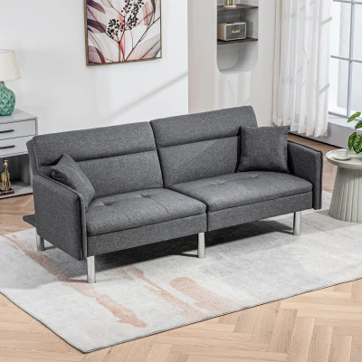 HOMCOM Divano Letto 3 Posti Clic Clac 3 Reclinazioni Grigio