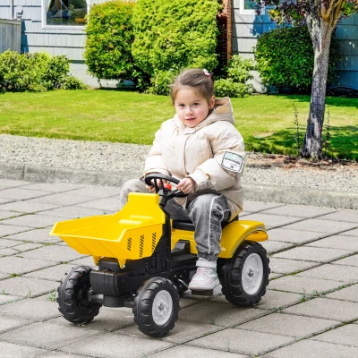 HOMCOM Kids Ride-On Tractor Go Kart Manual Control 3-6 Years