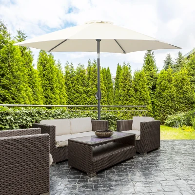 Outsunny 2.6M Garden Parasol Aluminium Grey Sunshade