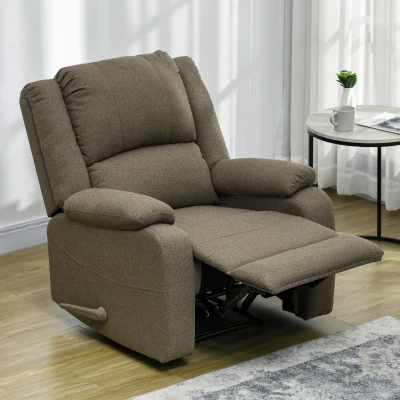 HOMCOM Relaxsessel, Liegefunktion und Fußstütze, verstellbar, bis 150 kg, Stahlrahmen, 90 x 96 x 98 cm, Braun