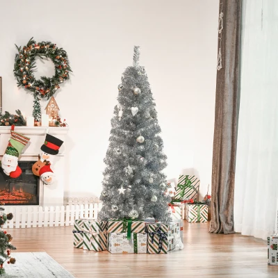 HOMCOM Albero di Natale 53cm x 53cm x 150cm Argento