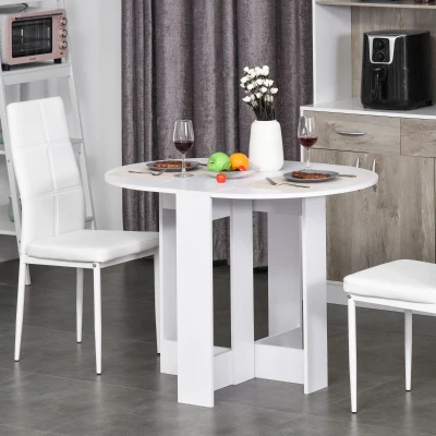 HOMCOM Drop Leaf Folding Dining Table White Small Space