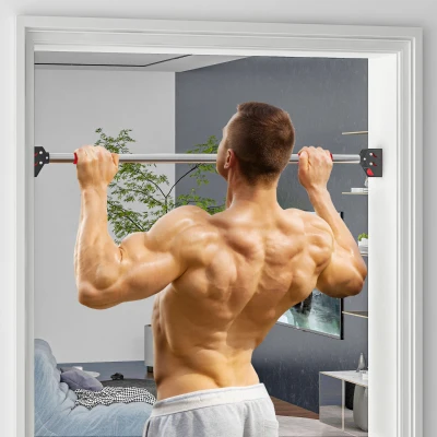SPORTNOW Barra para hacer Dominadas para Puerta Ajustable de 95 cm a 123 cm Carga 200 kg para Ejercicio y Entrenamiento Negro