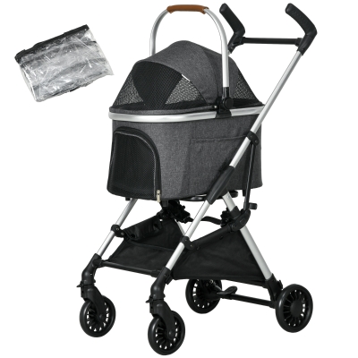PawHut Poussette Chien 3en1 Pliable Gris 77x44x100cm