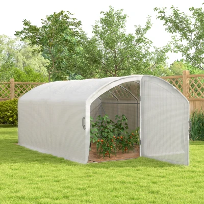 Outsunny Walk-in Greenhouse UV-resistant PE Galvanised Steel 4x3x2m White