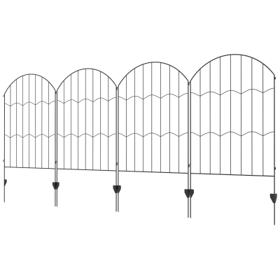 Outsunny Valla Decorativa de Jardín de 4 Paneles 88x110 cm con Diseño de Patrón de Rejilla y Ángulo Ajustable Negro