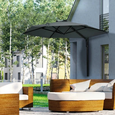 Outsunny Wall Mounted Parasol 2.5m Dark Grey