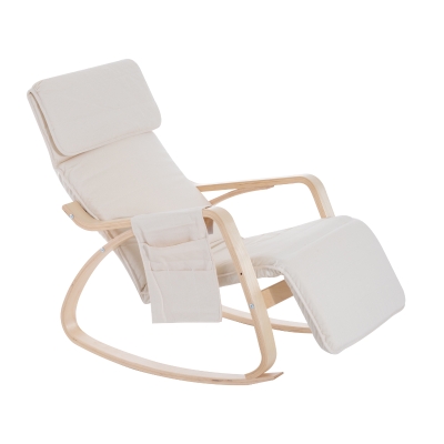 HOMCOM Rocking Lounge Chair Recliner Cream White