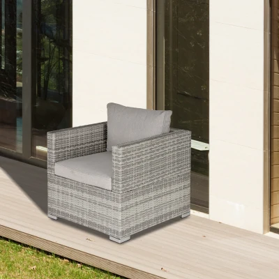 Outsunny Rattan Chair Sofa with Cushions Grey