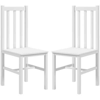 HOMCOM 2er-Set Küchenstühle Esszimmerstühle Stühle, Massivholz, modernes Design, 38, 5 cm x 47,5 cm x 99 cm, Weiß
