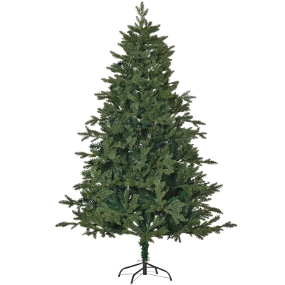 HOMCOM Künstlicher Weihnachtsbaum 180 cm Tannenbaum künstlich mit 748 Spitzen, 3 verschiedenen Blätterformen flammhemmend Christbaum mit Metallständer für drinnen