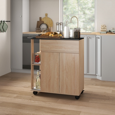Dulap de bucatarie cu roti 78x39.5x88.5cm stejar-negru