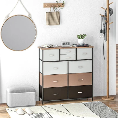HOMCOM 10 Drawer Chest of Drawers Steel Frame Multicolour