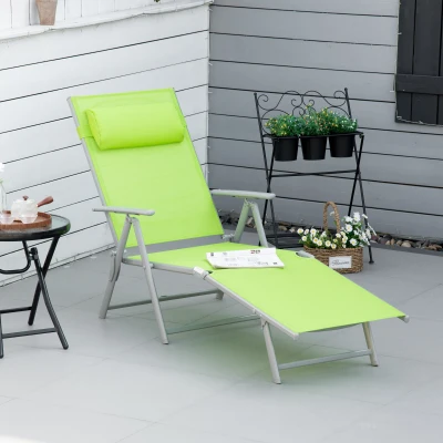 Outsunny Folding Sun Lounger Outdoor Recliner with Pillow