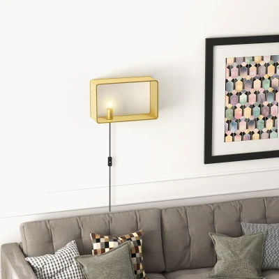HOMCOM Wandleuchte im Vintage-Design, Wandlicht, E 27 Fassung, 40 W.  Kippschalter, Goldfarben