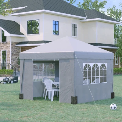 Outsunny Gazebo Pieghevole 3x3 m Altezza Regolabile Grigio Chiaro