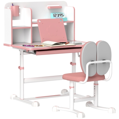 AIYAPLAY Set Banco Scuola e Sedia per Bambini Regolabili Rosa