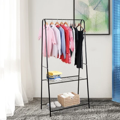 HOMCOM Metal Clothes Rack Hallway Organiser Black 77x45cm