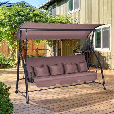 Outsunny Hollywoodschaukel mit Liegefunktion Braun 215 x 120 x 165cm