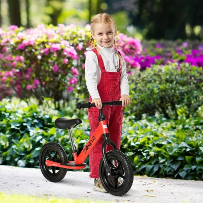 HOMCOM Bicicleta sin Pedales para Niños de +2 Años con Sillín Ajustable de 31-41 cm y Manillar Regulable Bicicleta de Equilibrio Infantil con Ruedas de 12" 89x37x55-60 cm Rojo