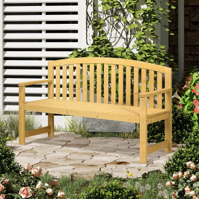 Outsunny Panchina da Giardino 2 Posti a Doghe in Legno di Abete