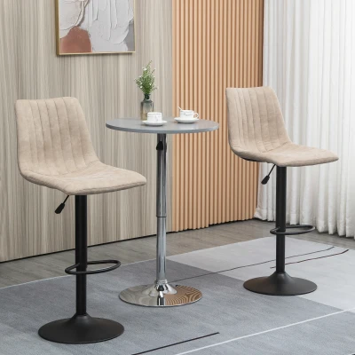 HOMCOM Sgabelli da Bar Set 2 Pz ad Altezza Regolabile con Poggiapiedi