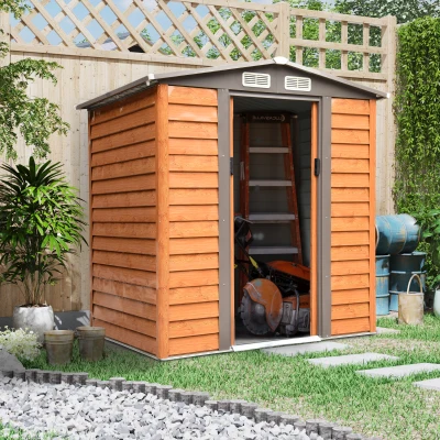 Outsunny Casetta da Giardino in Acciaio con Prese d'Aria e Base