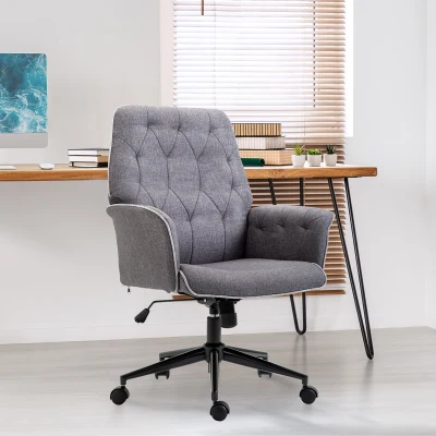 HOMCOM Sedia da Ufficio ad Altezza Regolabile Grigio Scuro