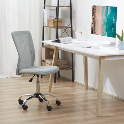 Vinsetto Silla de Escritorio Giratoria sin Brazos Silla de Malla con Altura Ajustable Carga 100 kg 43x58x90-100 cm Gris