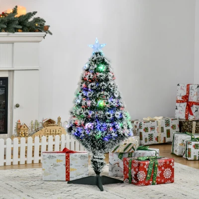 HOMCOM 3ft Prelit Christmas Tree Green White with LEDs