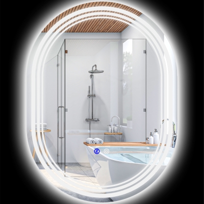 kleankin Miroir Ovale LED Salle Bain 70x50cm