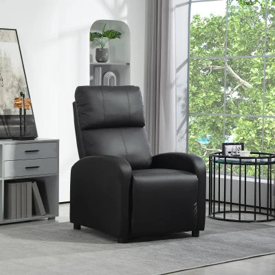 HOMCOM Relaxsessel Ruhesessel Fernsehsessel Sessel mit Liegefunktion Kunstleder (Schwarz)