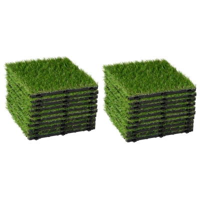 Outsunny Gazon Synthétique 20 Dalles 30x30cm Confort 3,5cm Vert