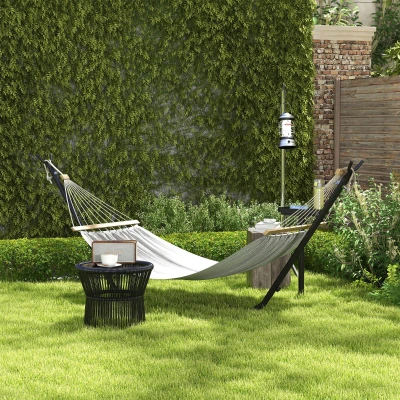Outsunny Supporto per Amaca in Acciaio con Tavolino Nero