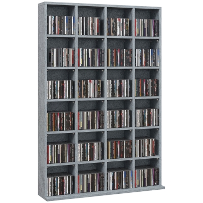 HOMCOM CD Storage Unit Adjustable Shelves 89x130.5cm Grey
