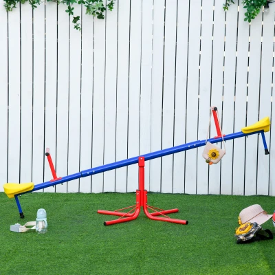 Outsunny Balancín Giratorio 360 Grados para Niños +3 Años con Base de 4 Varillas Postes de Tope y Asas Fáciles de Agarrar Patio Jardín