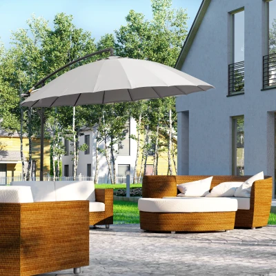 Outsunny Ombrellone Decentrato 3x2.6 m per Giardino Grigio