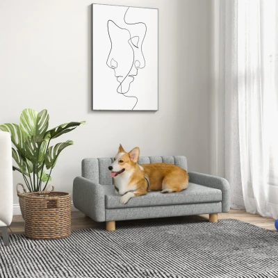 PawHut Hundebett, weiches Kissen, waschbarer Bezug, rutschfeste Füße, grau, 94B x 61T x 40H cm