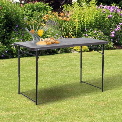 Outsunny Mesa de Camping Plegable y Portátil tipo Mesa Buffet Auxiliar Ligera y Multiusos con Asas PP 122x61x53/71.5cm(LxAnxAl)